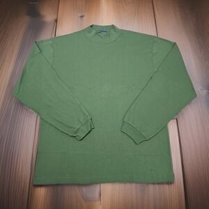 Vintage J.Crew‎ Lightweight Sweater Green Cotton Mock Neck Long Sleeve USA XXL